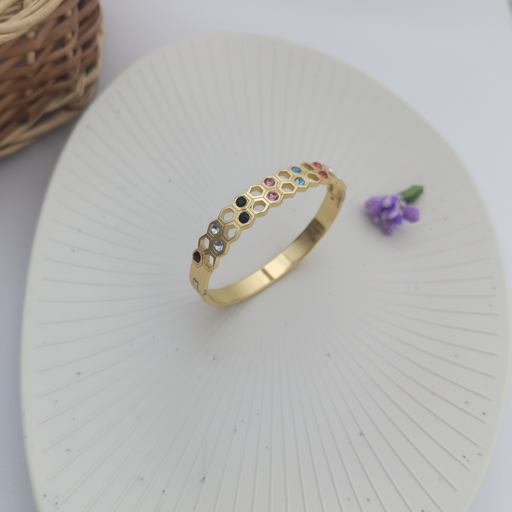 Lea Beehive Multicolor Stone Bracelet Kada