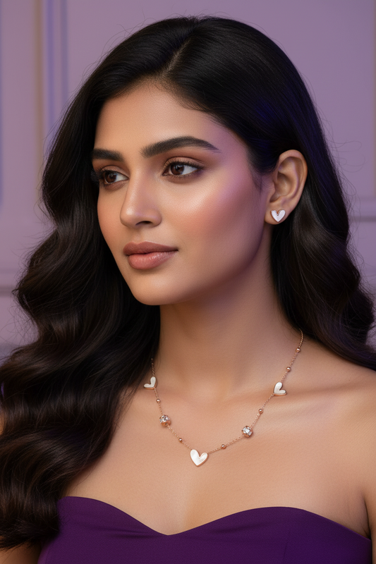 Lustre Ivy Rosegold Heart Chain Necklace