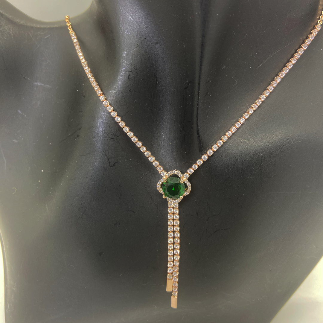 Luxe Rose AD Emarald Green Necklace