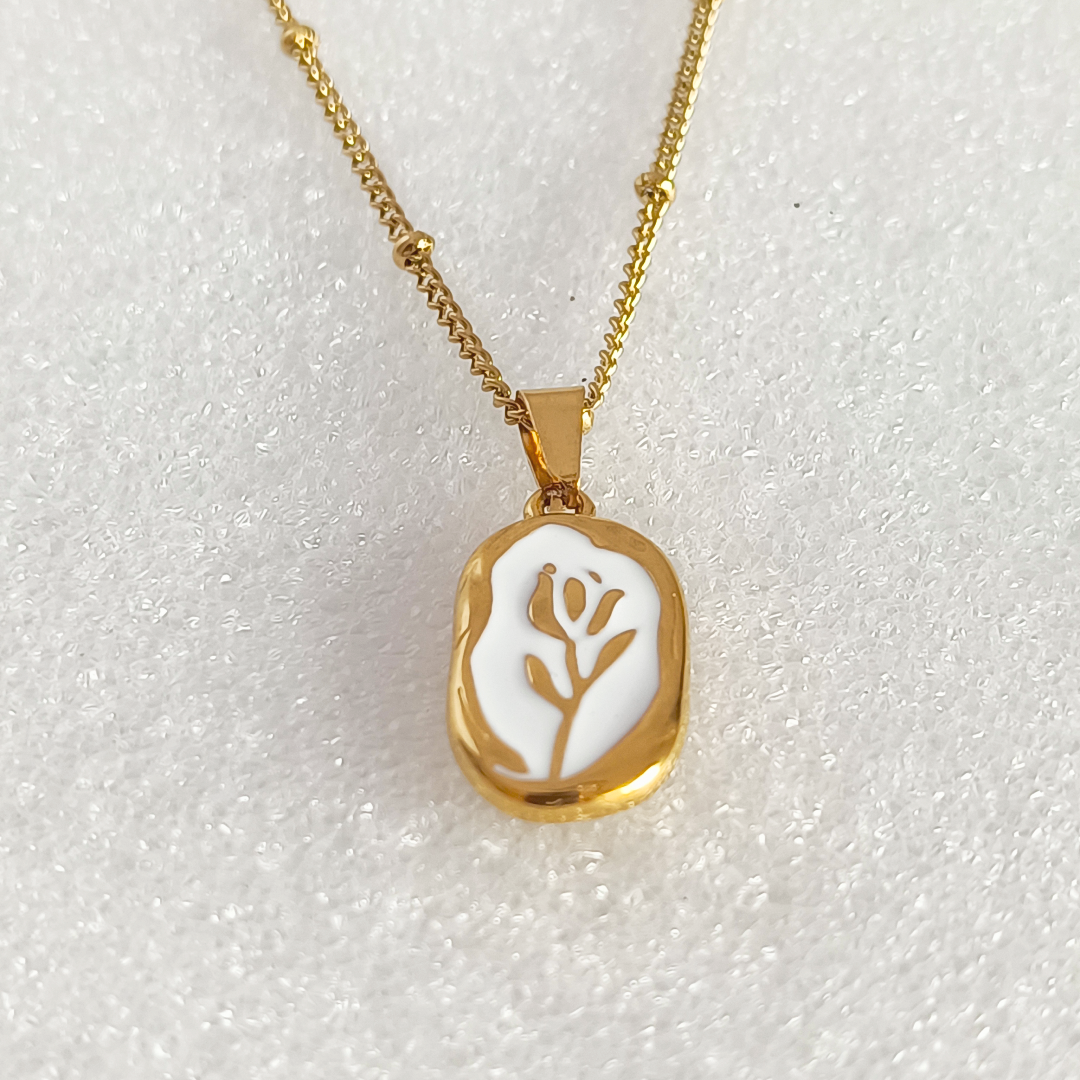 Aroha White Leaf Necklace