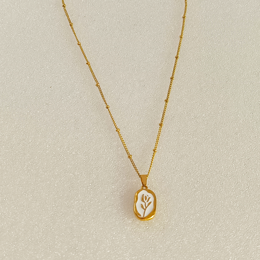 Aroha White Leaf Necklace