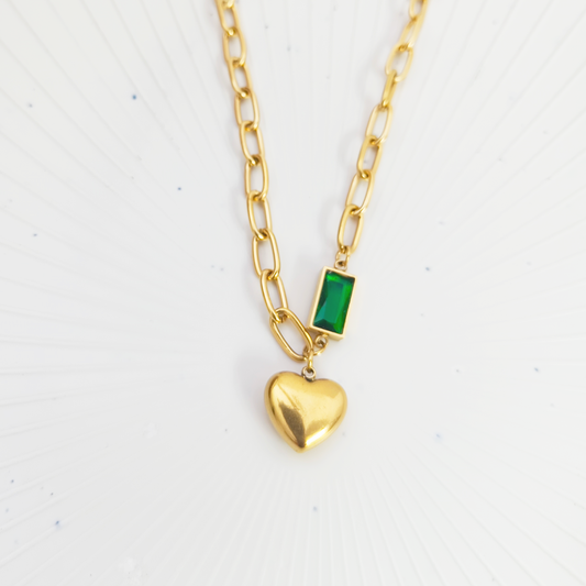 Eira Green Emarald Heart Necklace