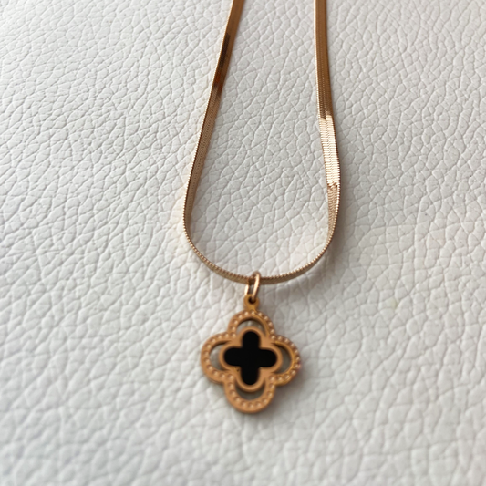Grace Rosegold Clover Drop Necklace