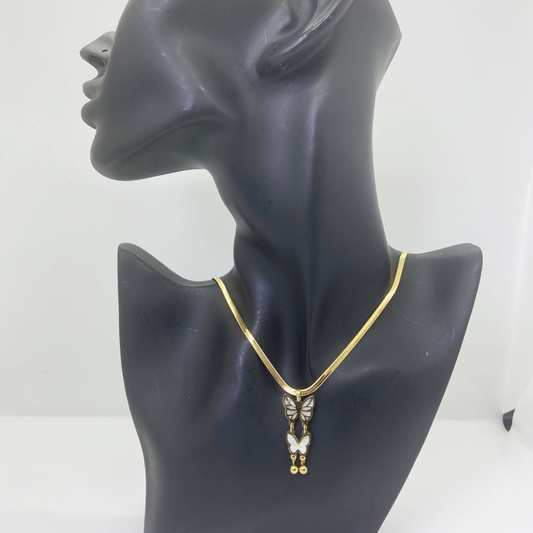 Grace Double Butterfly Drop Necklace