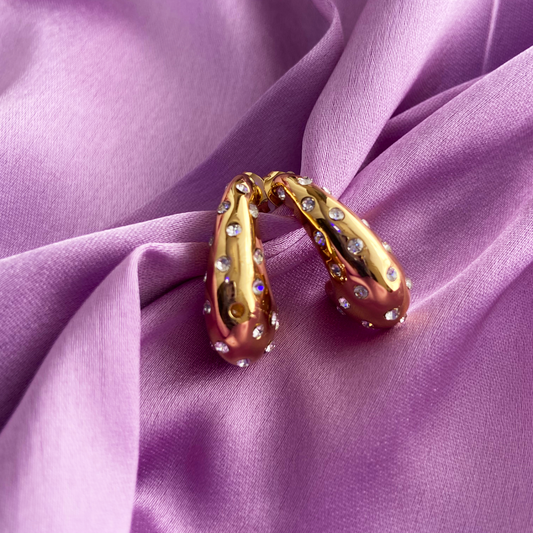 Imperial Stone Hoop Earrings