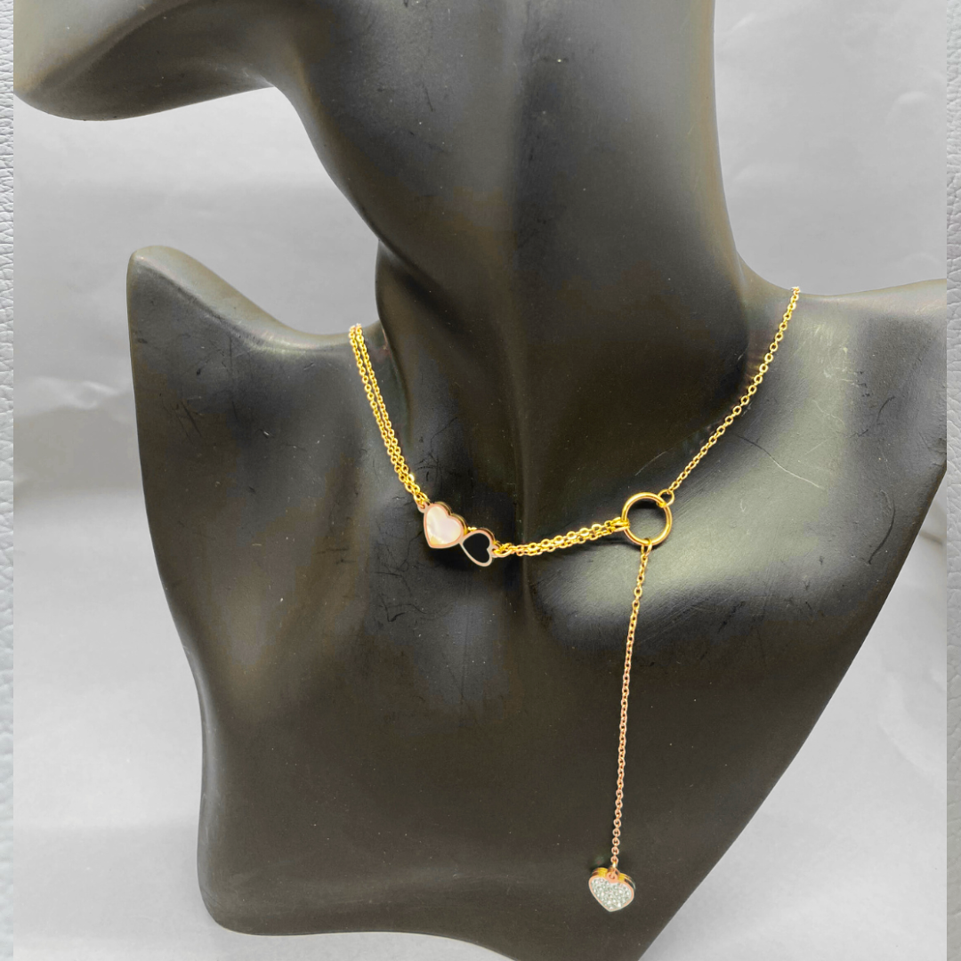 Lustre side hearts chain pendant