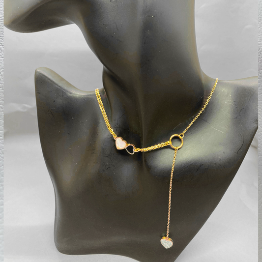 Lustre side hearts chain pendant