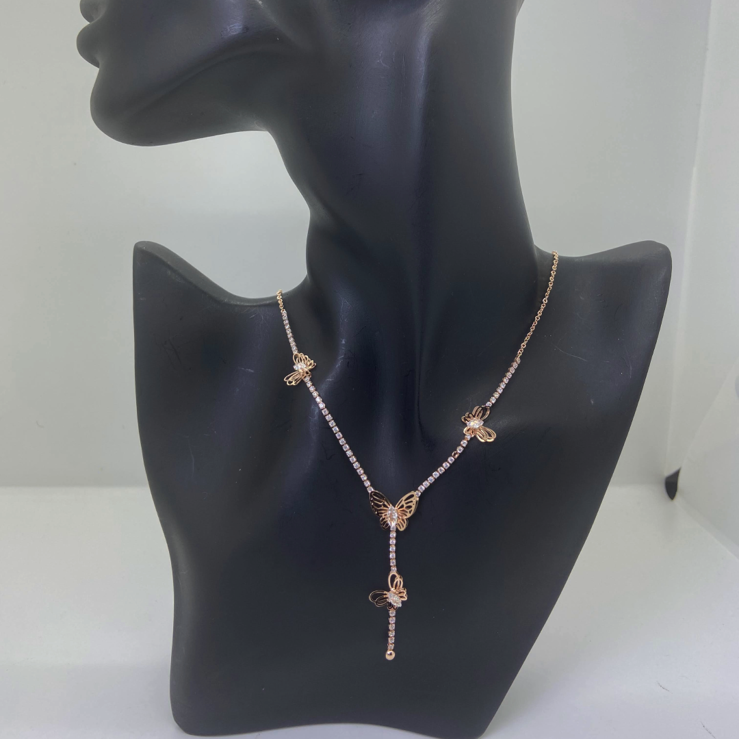 Luxe Rose AD Butterfly Necklace