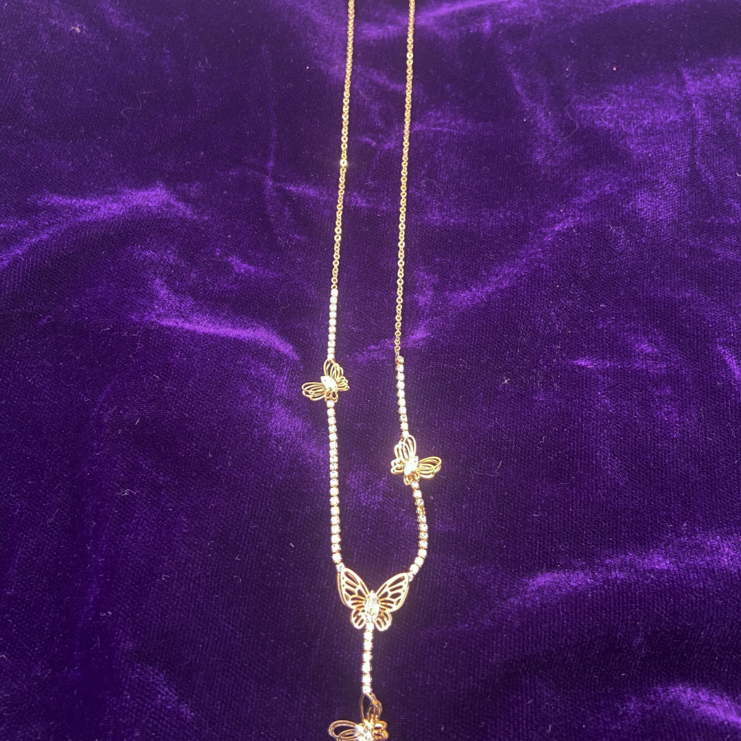 Luxe Rose AD Butterfly Necklace