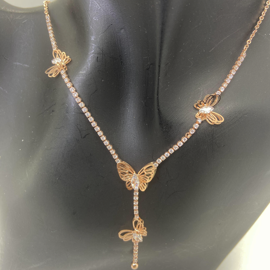 Luxe Rose AD Butterfly Necklace