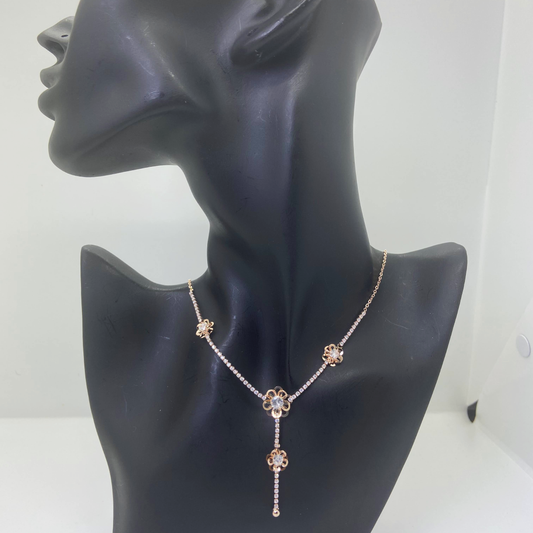 Luxe Rose AD Flowery Necklace