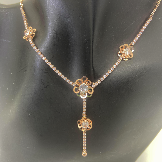 Luxe Rose AD Flowery Necklace