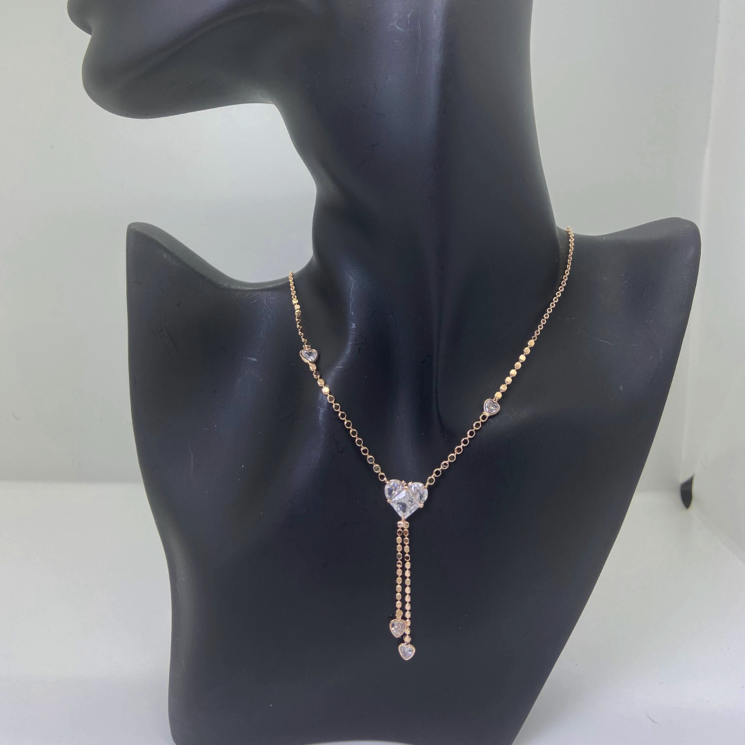 Luxe Rose AD Heart Stone Necklace