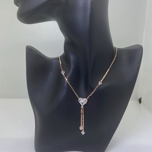 Luxe Rose AD Heart Stone Necklace