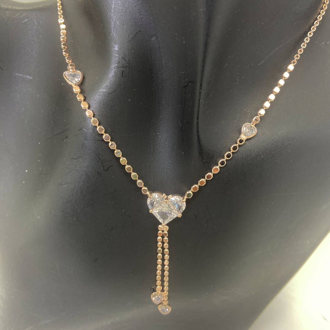 Luxe Rose AD Heart Stone Necklace