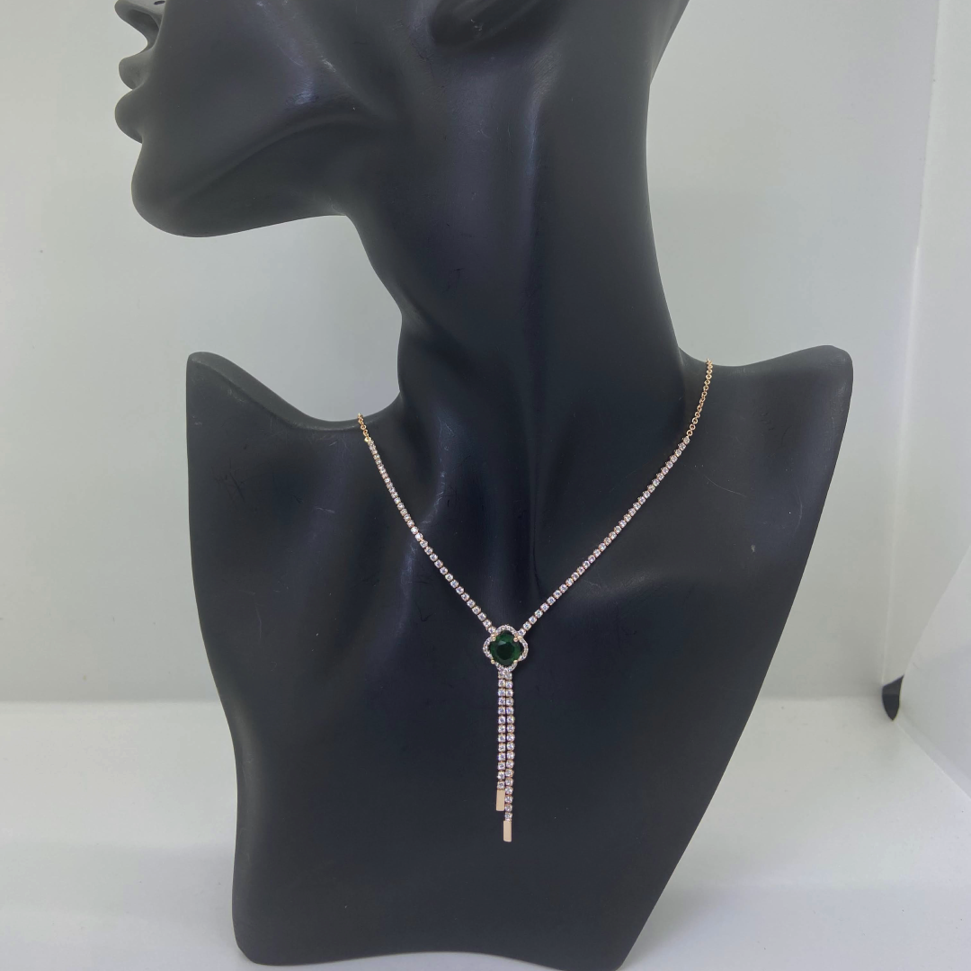Luxe Rose AD Emarald Green Necklace