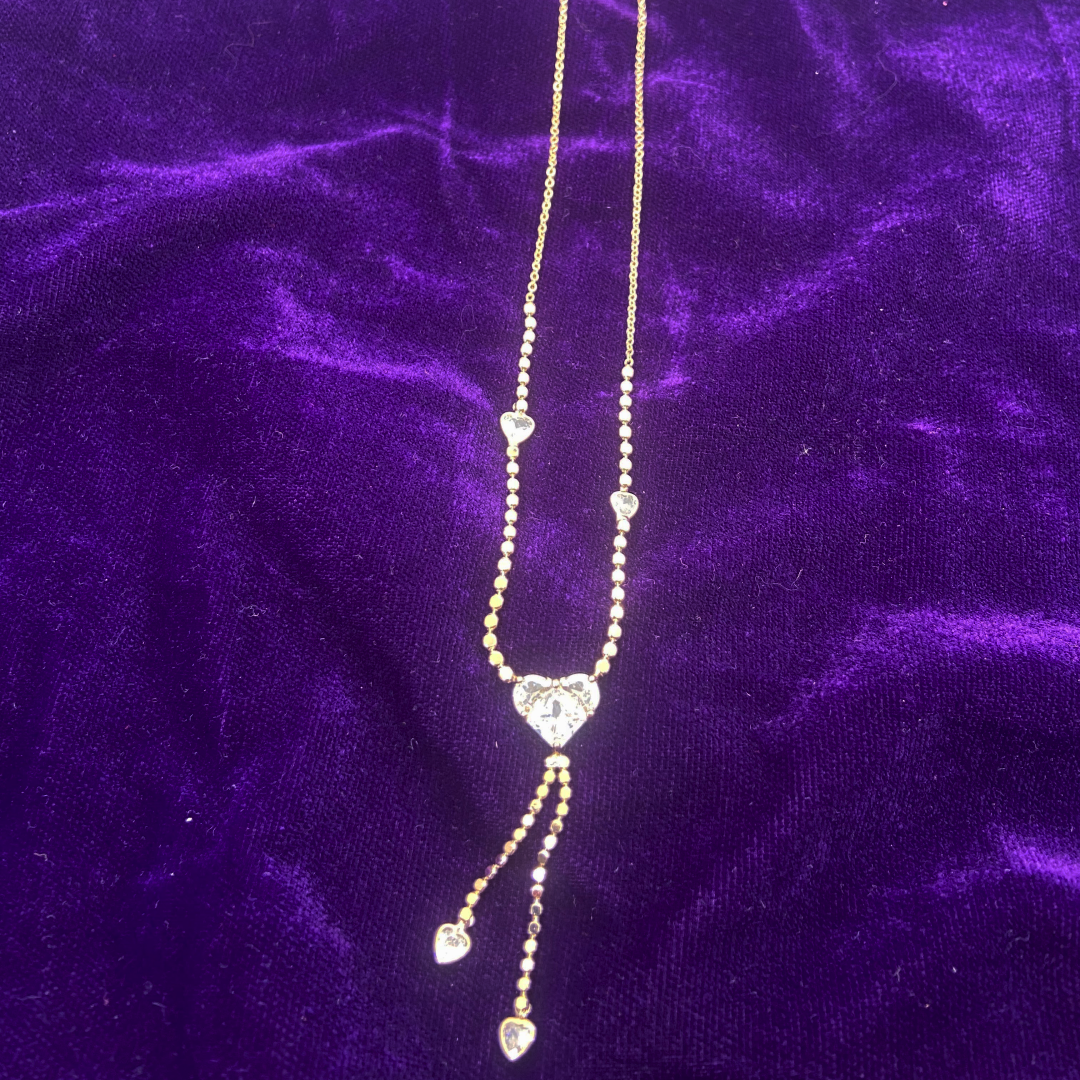 Luxe Rose AD Heart Stone Necklace
